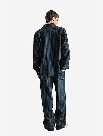 Chemise en jean rayée pour homme avec poches giesto