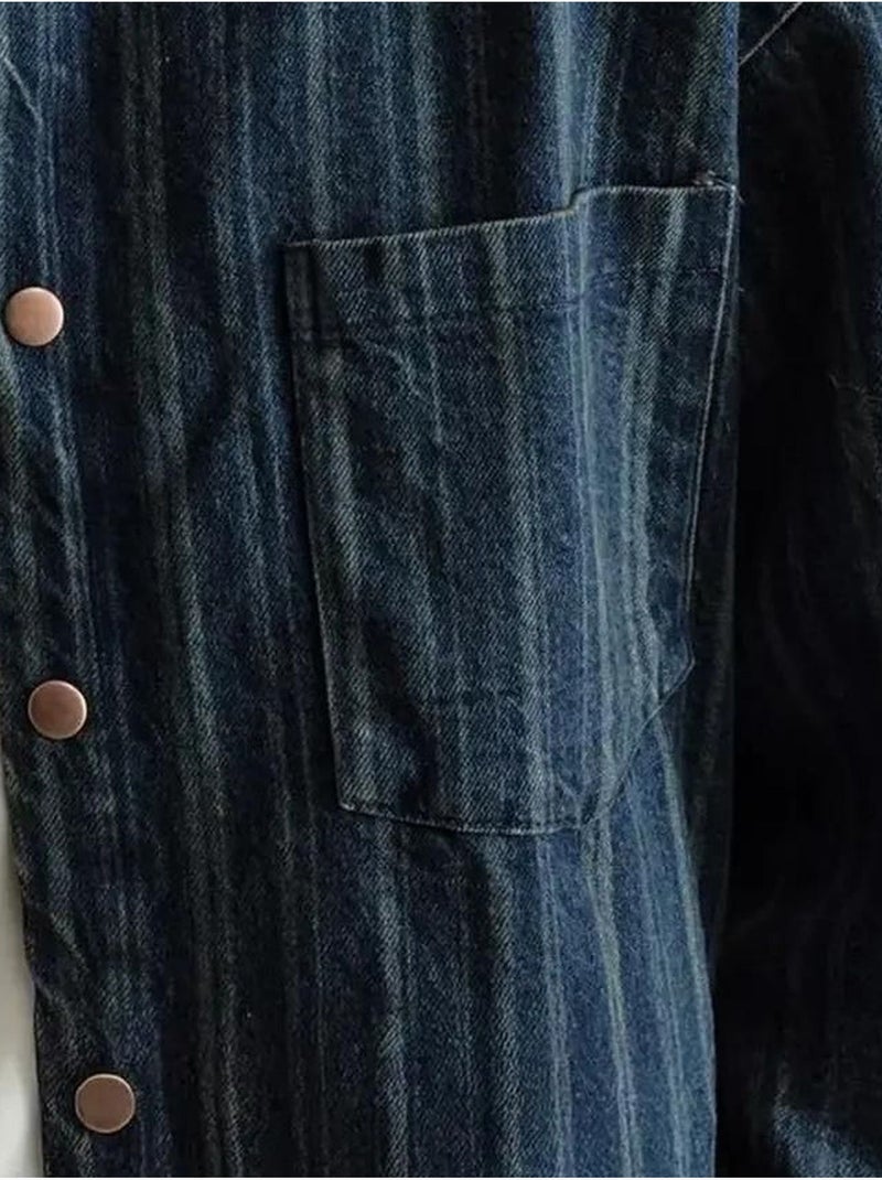 Chemise en jean rayée pour homme avec poches giesto Bleu marine - Kiabi