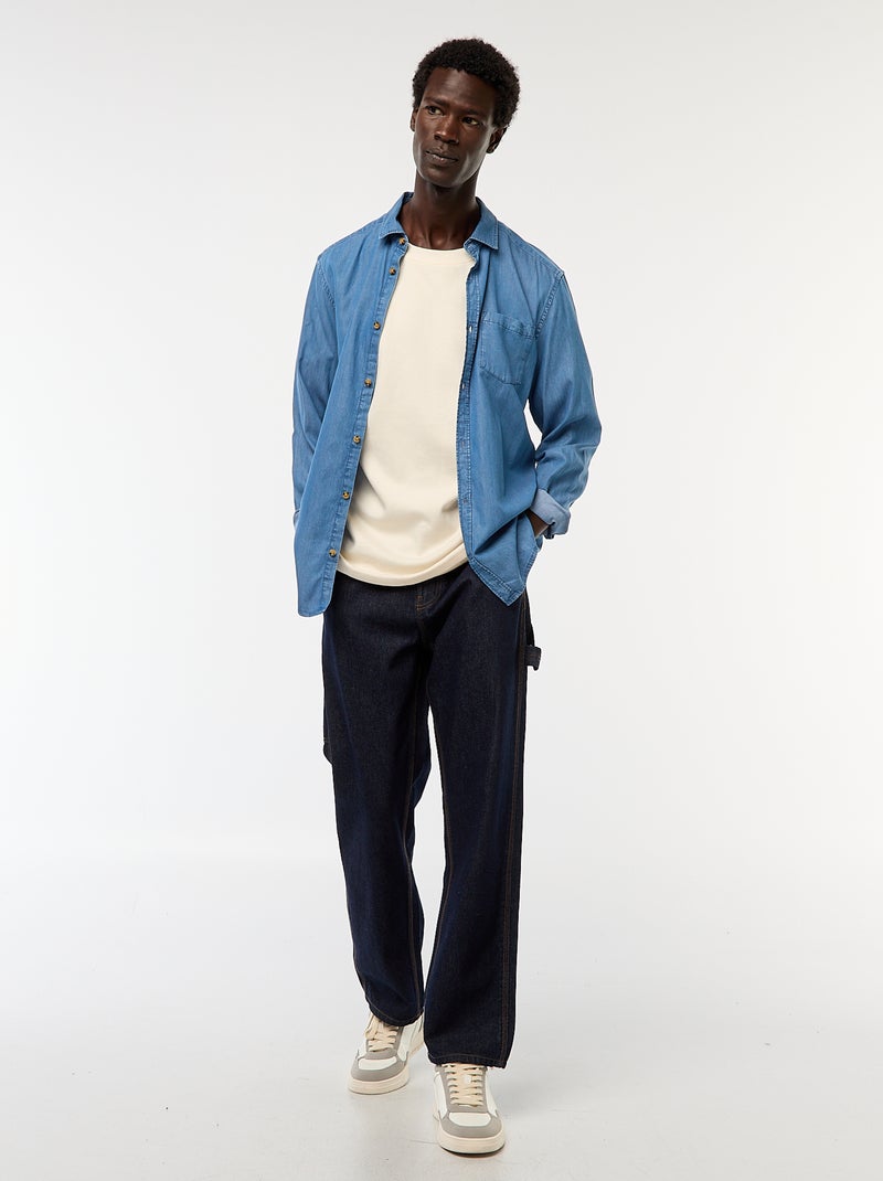 Chemise en jean uni Bleu - Kiabi