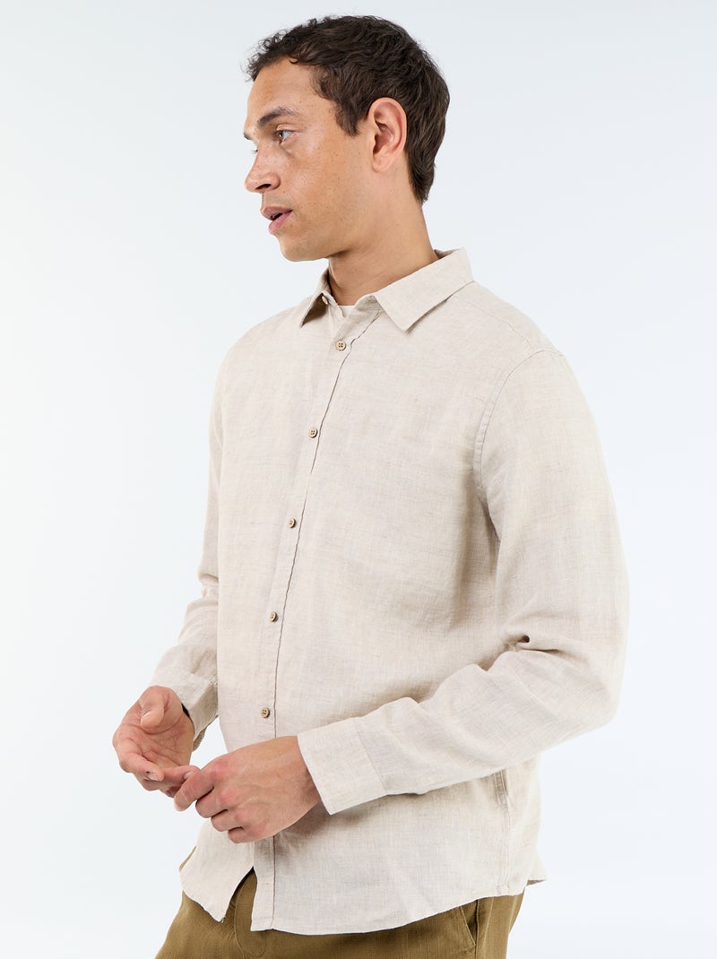 Chemise en lin Beige - Kiabi
