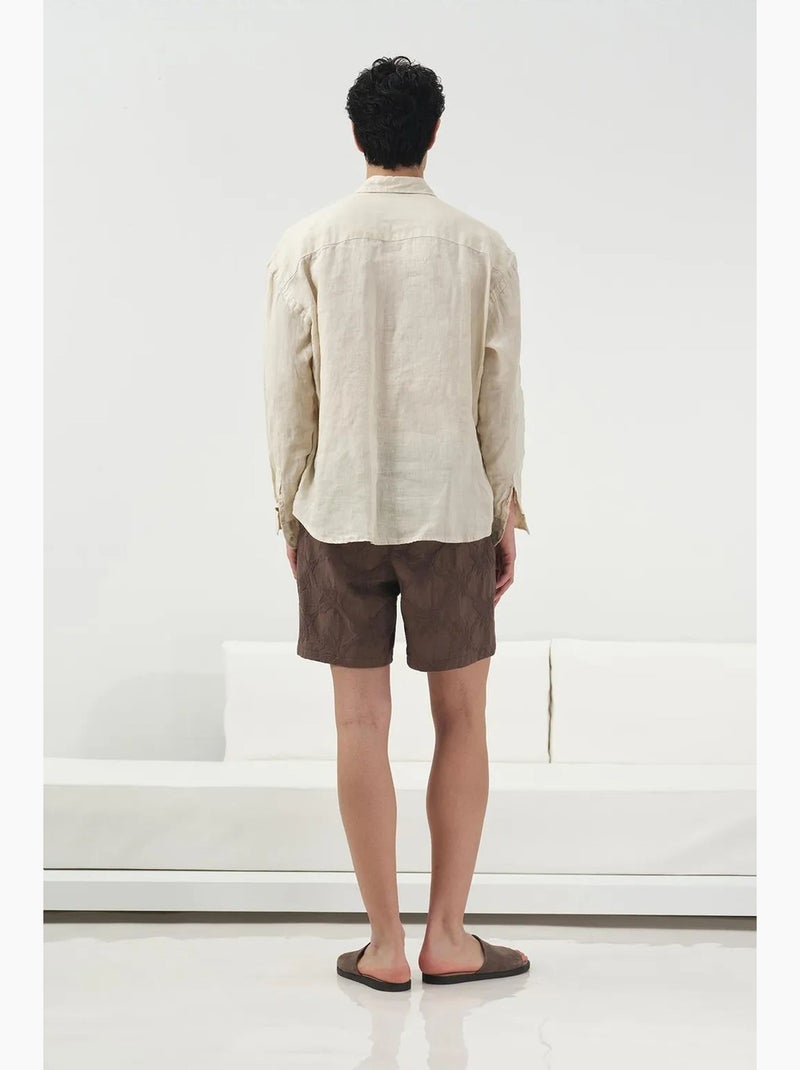 Chemise en lin boutonnée oversize giesto Beige argile - Kiabi