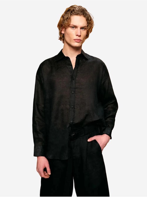 Chemise en lin coupe classique avec fermeture à boutons giesto - Kiabi