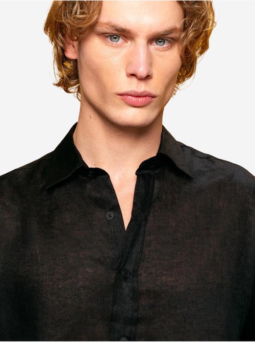 Chemise en lin coupe classique avec fermeture à boutons giesto - Kiabi