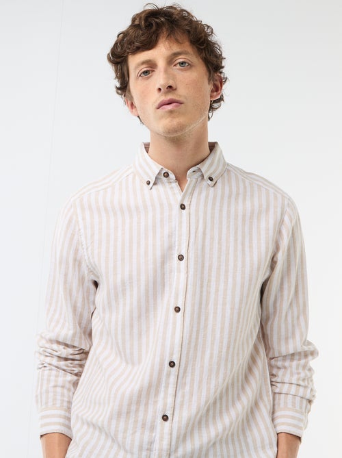 Chemise en lin et coton rayée - Kiabi Chemise en lin et coton rayée - Kiabi