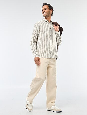 Chemise en lin et coton rayée