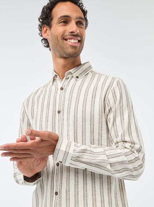 Chemise en lin et coton rayée - Kiabi