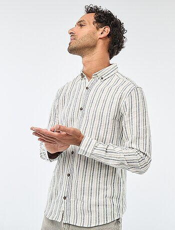 Chemise en lin et coton rayée