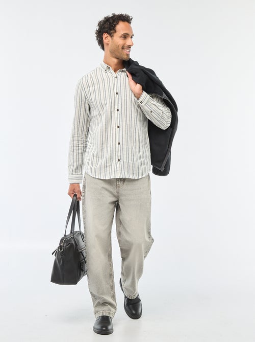 Chemise en lin et coton rayée - Kiabi Chemise en lin et coton rayée - Kiabi