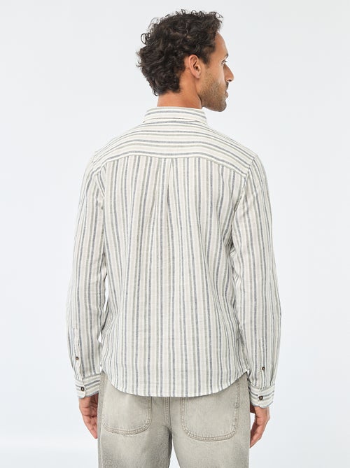 Chemise en lin et coton rayée - Kiabi Chemise en lin et coton rayée - Kiabi