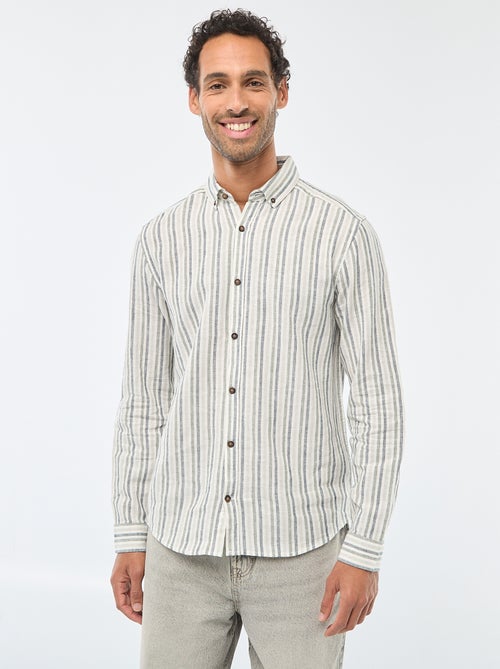 Chemise en lin et coton rayée - Kiabi Chemise en lin et coton rayée - Kiabi