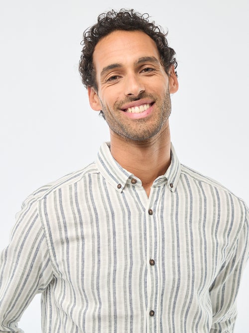 Chemise en lin et coton rayée - Kiabi Chemise en lin et coton rayée - Kiabi