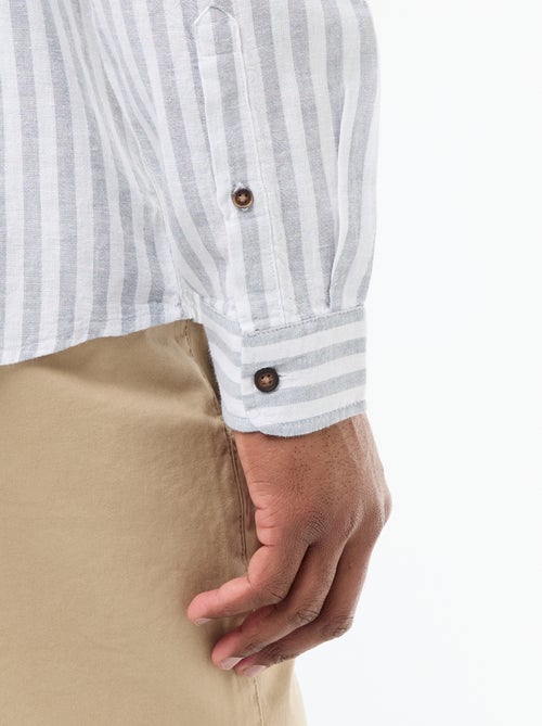 Chemise en lin et coton rayée - Kiabi