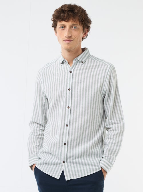 Chemise en lin et coton rayée - Kiabi Chemise en lin et coton rayée - Kiabi