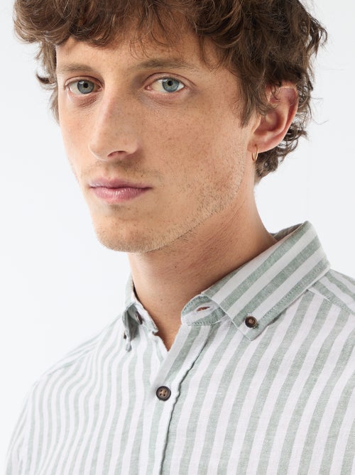 Chemise en lin et coton rayée - Kiabi Chemise en lin et coton rayée - Kiabi