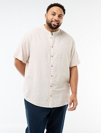 Chemise en lin mélangé à manches courtes