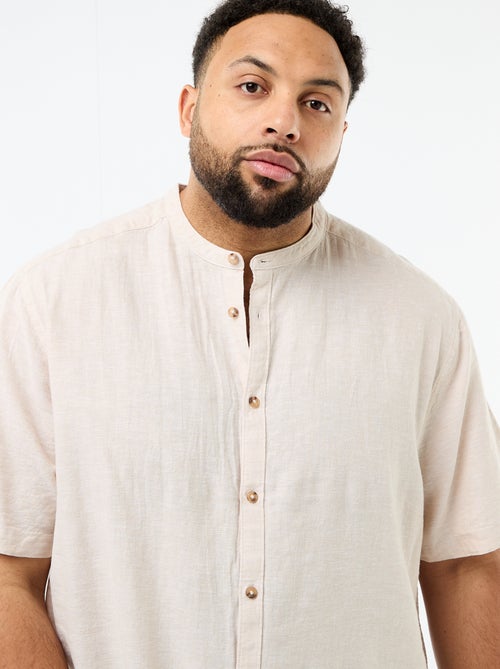 Chemise en lin mélangé à manches courtes - Kiabi