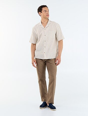 Chemise en lin mélangé à manches courtes
