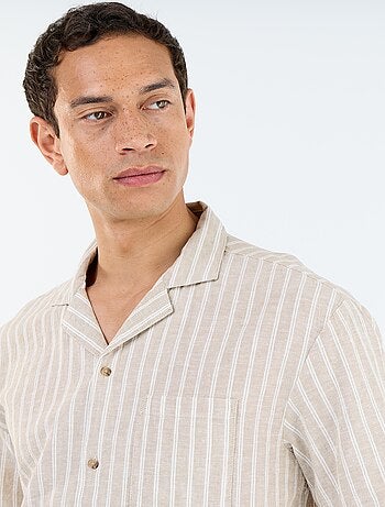 Chemise en lin mélangé à manches courtes