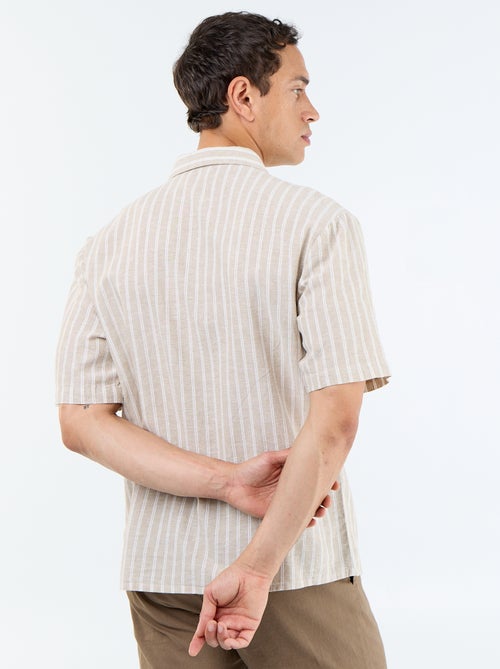 Chemise en lin mélangé à manches courtes - Kiabi
