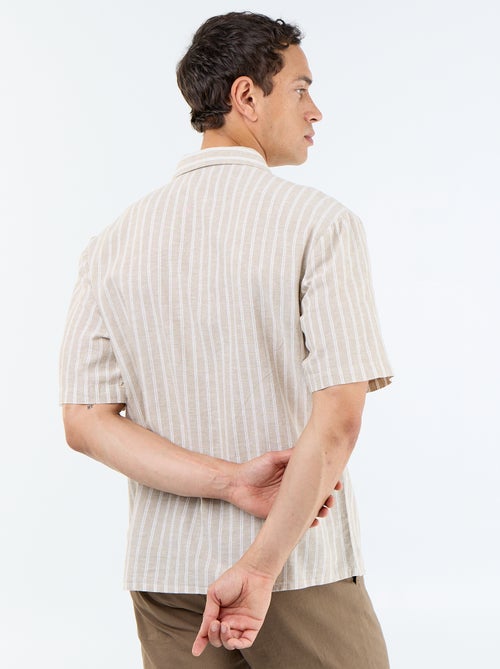 Chemise en lin mélangé à manches courtes - Kiabi Chemise en lin mélangé à manches courtes - Kiabi