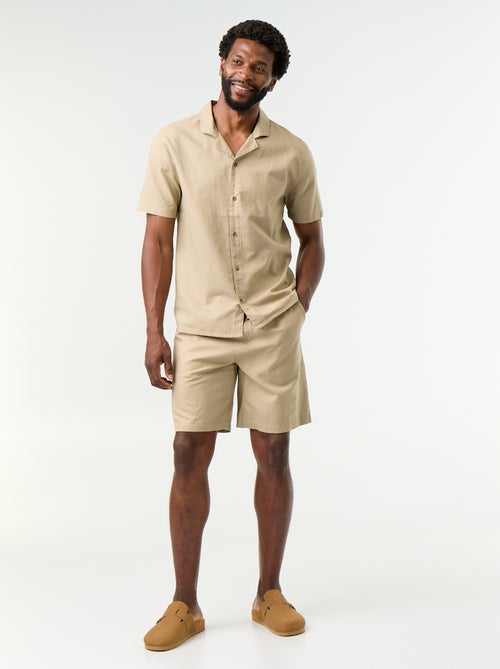 Chemise en lin mélangé à manches courtes - Kiabi Chemise en lin mélangé à manches courtes - Kiabi