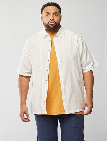 Chemise en lin mélangé à manches courtes