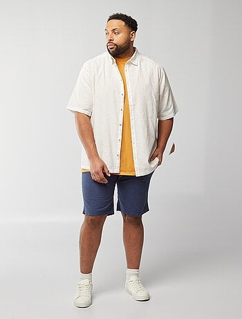 Chemise en lin mélangé à manches courtes