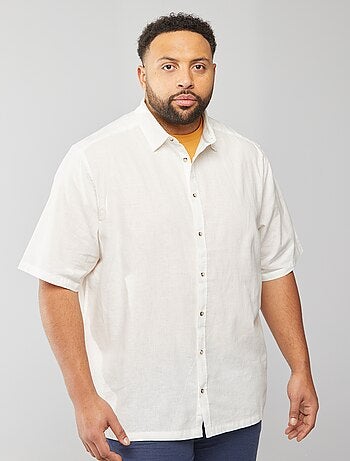 Chemise en lin mélangé à manches courtes