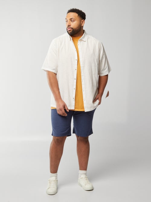 Chemise en lin mélangé à manches courtes - Kiabi
