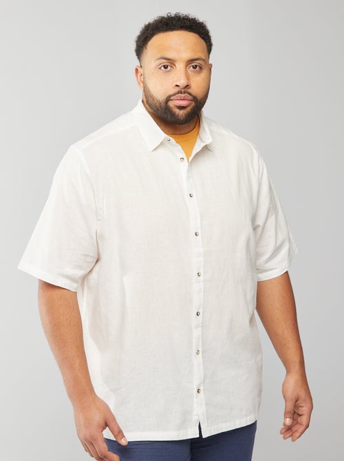 Chemise en lin mélangé à manches courtes - Kiabi