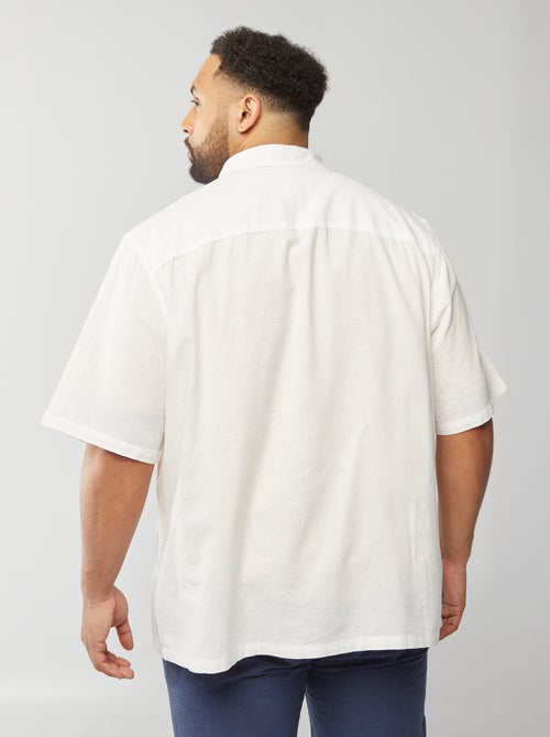 Chemise en lin mélangé à manches courtes - Kiabi