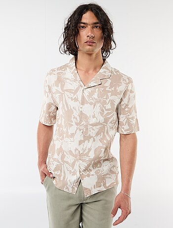 Chemise en lin mélangé à manches courtes