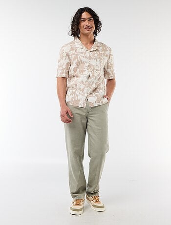 Chemise en lin mélangé à manches courtes