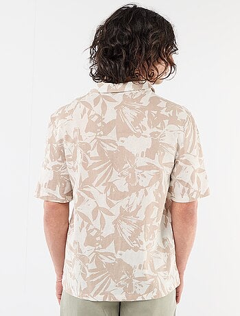 Chemise en lin mélangé à manches courtes