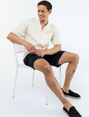 Chemise en lin mélangé à manches courtes