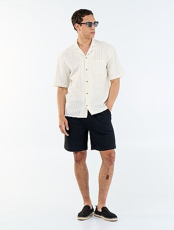Chemise en lin mélangé à manches courtes