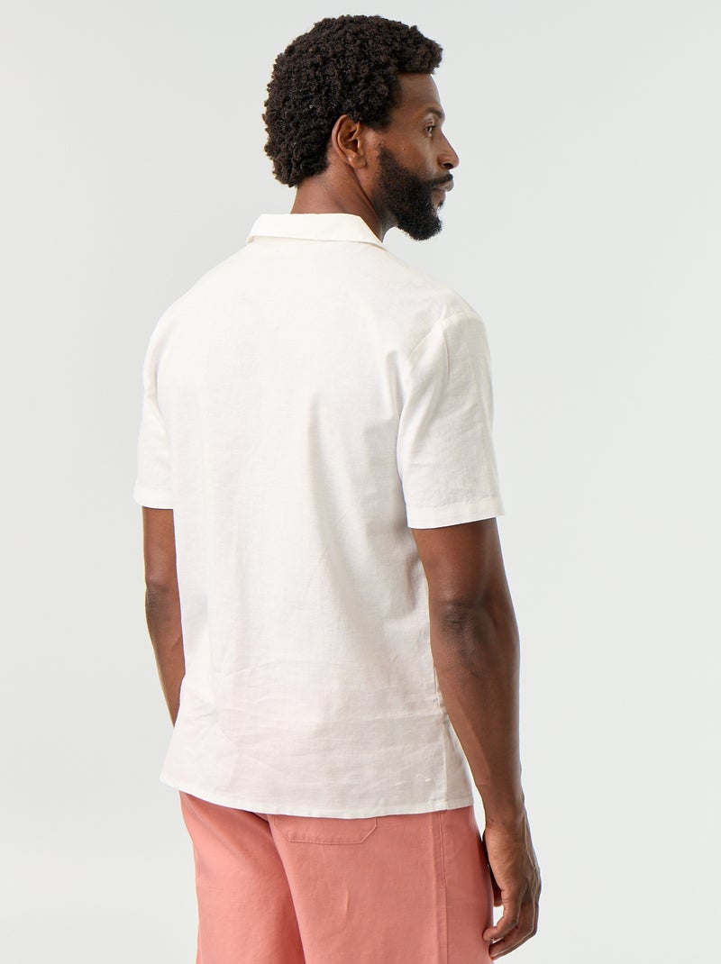 Chemise en lin mélangé à manches courtes Blanc - Kiabi