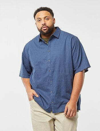 Chemise en lin mélangé à manches courtes