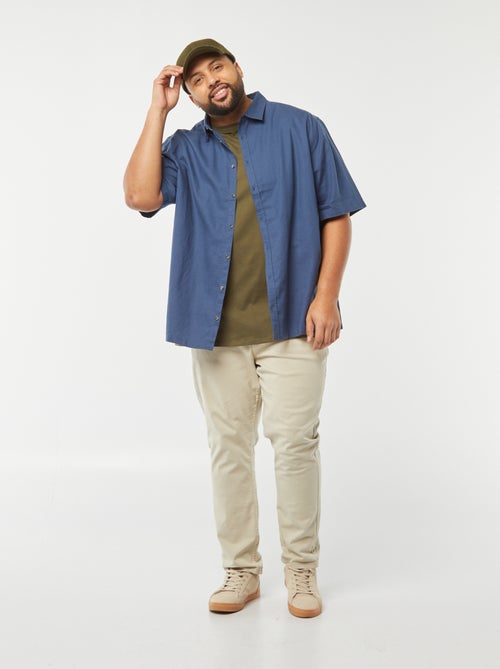 Chemise en lin mélangé à manches courtes - Kiabi