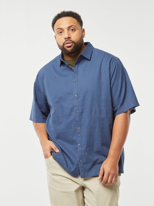 Chemise en lin mélangé à manches courtes - Kiabi