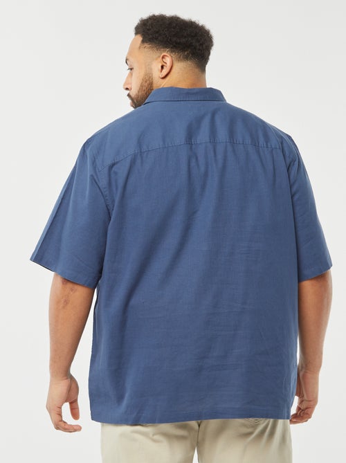 Chemise en lin mélangé à manches courtes - Kiabi