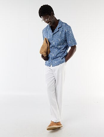 Chemise en lin mélangé à manches courtes