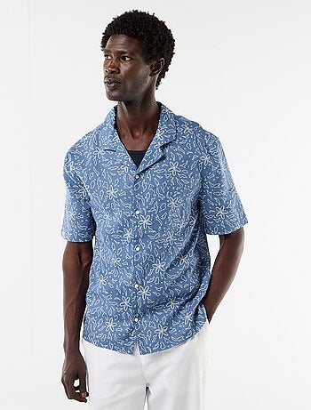 Chemise en lin mélangé à manches courtes