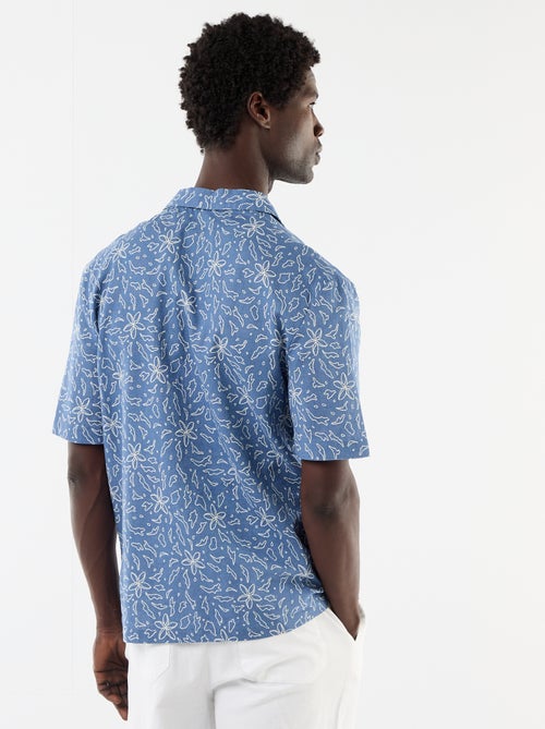 Chemise en lin mélangé à manches courtes - Kiabi