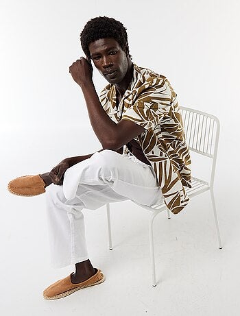 Chemise en lin mélangé à manches courtes