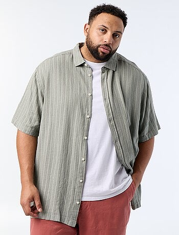 Chemise en lin mélangé à manches courtes
