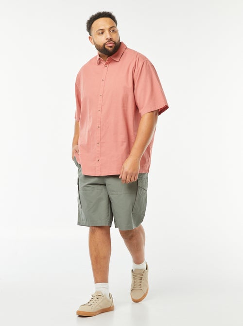 Chemise en lin mélangé à manches courtes - Kiabi