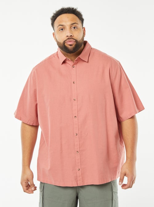 Chemise en lin mélangé à manches courtes - Kiabi