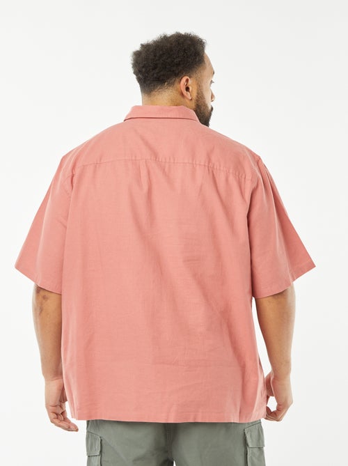 Chemise en lin mélangé à manches courtes - Kiabi