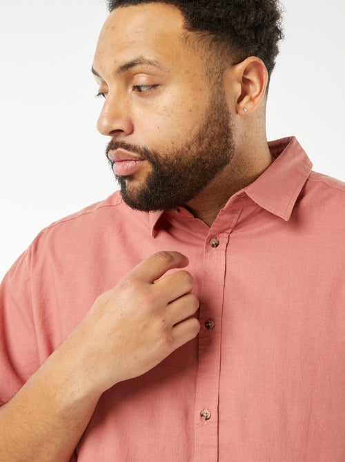 Chemise en lin mélangé à manches courtes - Kiabi